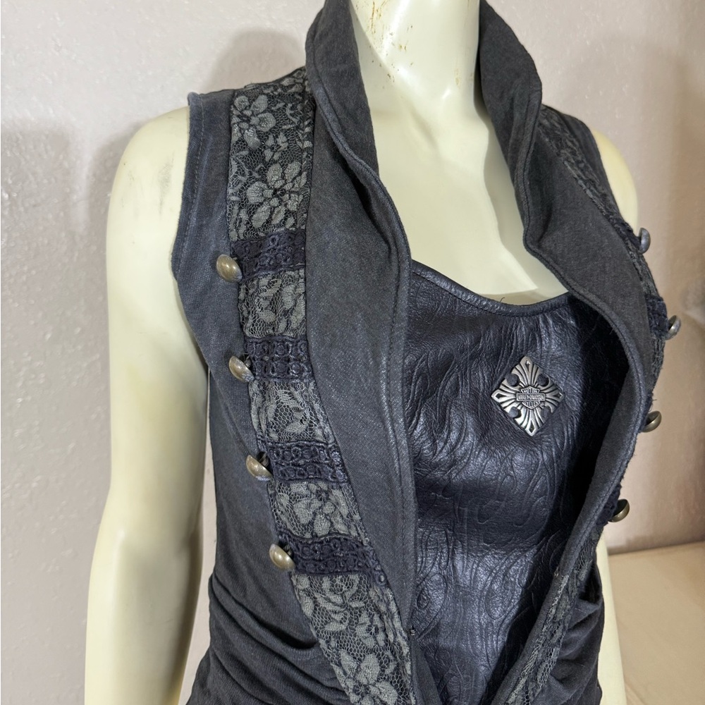 Vintage wet seal black/ Gray Vest with Lace